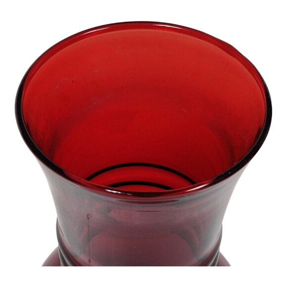 Anchor Hocking Royal Ruby Red Bud Vase Set 6 3/4" Ribbed Neck Romantic 30s Decor - Picture 7 of 14